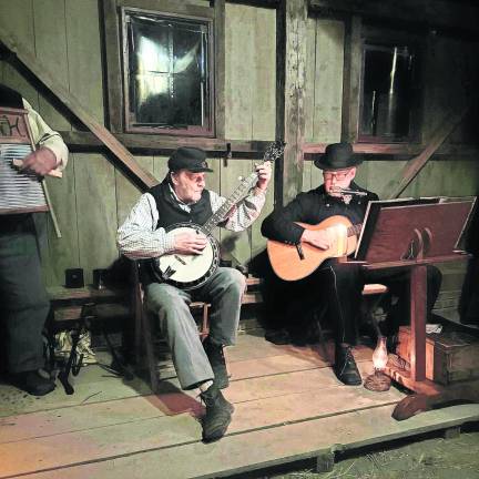 Musicians perform in the evening.