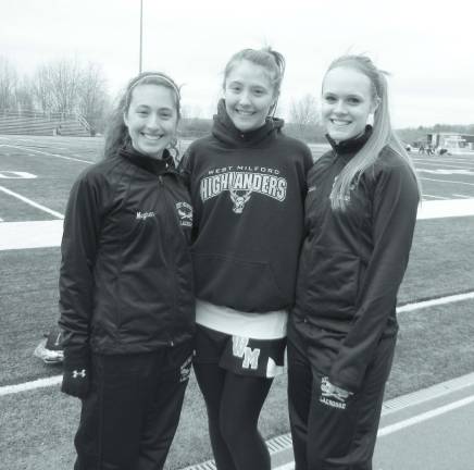 From left to right are West Milford girls lacross captains Meghan Curran, Kristen Polczer, and Kaitlyn Quigley.