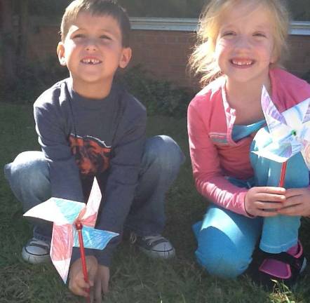These students from Paradise Knoll made colorful Pinwheels for Peace.