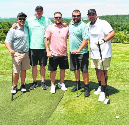 Jim Mandara, Tim Jacobsen, Jesse Soehngen,john Ragonese and Mark Palmieri, all of West Milford pose for a photo.