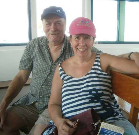 Mike and Laurie Byro of Hewitt, on their way to Burano, Italy, which inspired the painting that hangs now in the Warwick library.