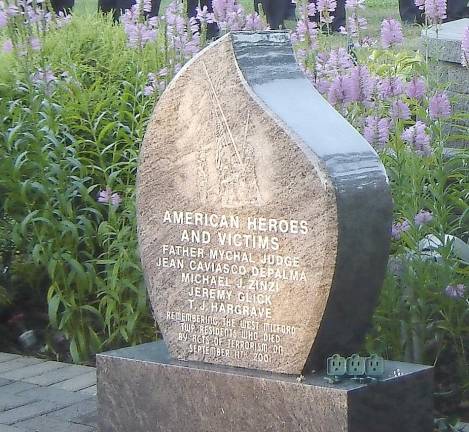 The tear drop-shaped memorial on the front lawn of the municipal building was made possible through an anonymous donor.