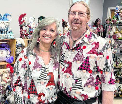 Nancy Fedorchak and Fritz Homberg of Gnancy’s Gnomes are shown.