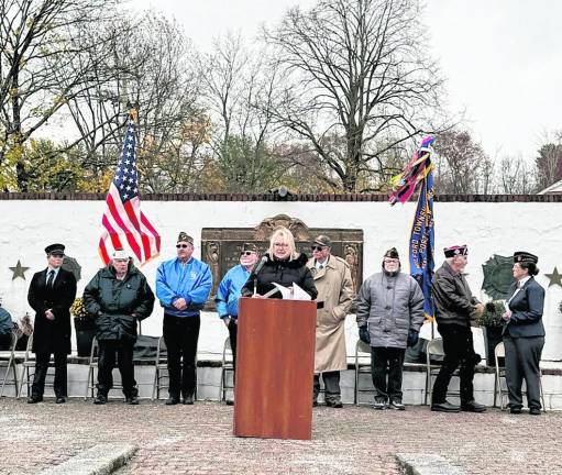 West Milford Mayor Michelle Dale speaks at the ceremony.