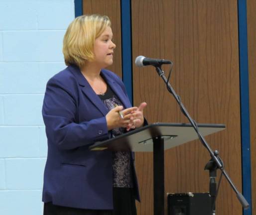 Photo by Patricia Keller Kate Romeo is a drug counselor and resident of West Milford. She opposes the school board's newly adopted policy of random drug testing for students.