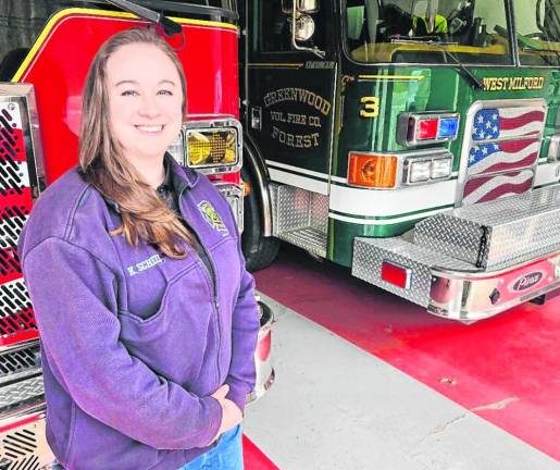 Kathryn ‘Kat’ Weber is a lieutenant at Greenwood Forest Fire Company #3, which is celebrating its 100th year in 2024. (Photo by Rich Adamonis)