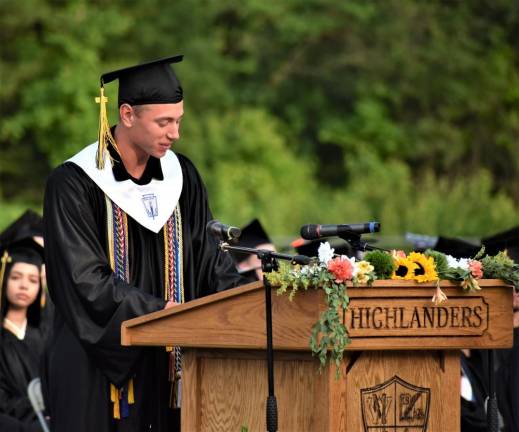 Co-valedictorian Wyatt Space urged his classmaters to be present in life.