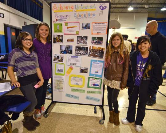 Isabelle Ferreira, Brianna Hazen, Veronica Waltner and Skylar Greenberg wrote and performed a skit to demonstrate the importance of Primary Education.