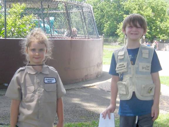 Junior zookeepers Nellie and Luke are dressed and ready for work (Photo by Janet Redyke)