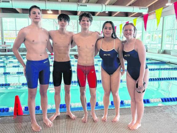 Passaic County Technical Institute students and West Milford residents who won the county titles are, from left, Michael DeMarco, Zachary McKatten, Tyler Roer, Samantha McKatten and Elliana Macaluso.