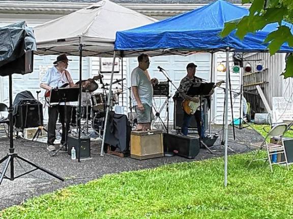 A blues band entertains before the movie Saturday, Aug. 17 at the West Milford Presbyterian Church. (Photos provided)
