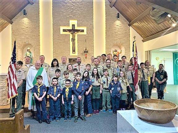Scouts celebrate Scout Sunday at Our Lady Queen of Peace