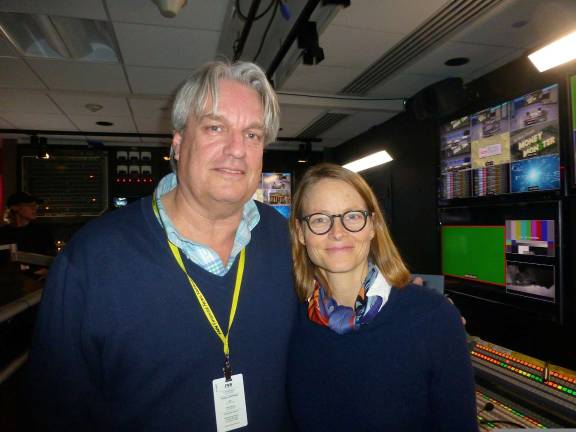 Photos provided James Warden with Jodie Foster during a break from filming "Money Monster."