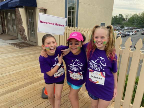 Third-graders, from left, Camila Rivera, Dahlia Valentine and Barbara Hackett are members of the GOTR chapter at Reverend George A. Brown Memorial School in Sparta.