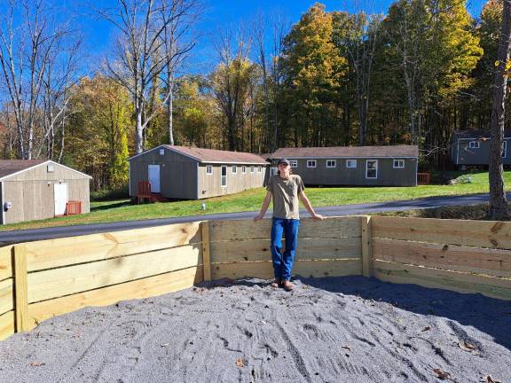 Lucien Barca in the gaga ball pit he built at Warwick's Mountain Lake Park. Photo provided by Lucien Barca