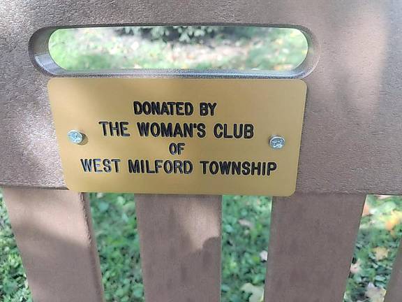 The Trex bench donated by the West Milford Woman’s Club is located just outside the front door to the West Milford Museum.