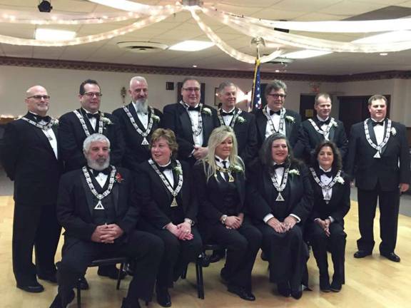 Elks officers include, front row from left, Trustee Jim Lupo, Trustee Peggy Noble, Exalted Ruler Tammy Roos, Secretary ilona Pyrich and Esteemed Loyal Knight Linda Dolan. Back row from left, Trustee John Addice, Tiler Dave Townsend, Trustee Rick Koval, Trustee Mark Noble, Chaplin Todd Soltesz, Treasurer Jim Todd, Inner Guard Jeff Dolan and Esteemed Lecturing Knight Ken Hensley.