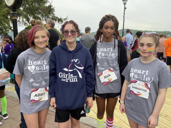 From left are Abby Coppola, 14; Irelynn Simm, 14; Ava Trahan, 13; and Sam Reams, 13, members of the West Milford Heart and Sole Team.