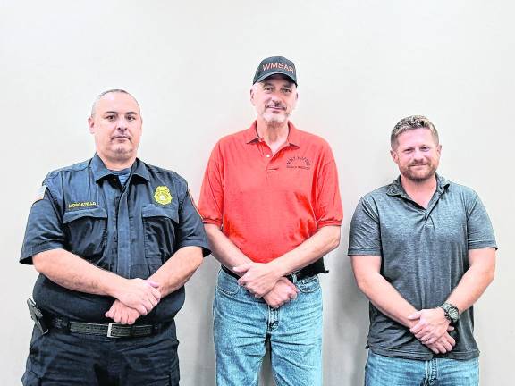 From left, Michael Moscatello of Emergency Management, Chief Claude Jaillet, and Deputy Chief Will Test.