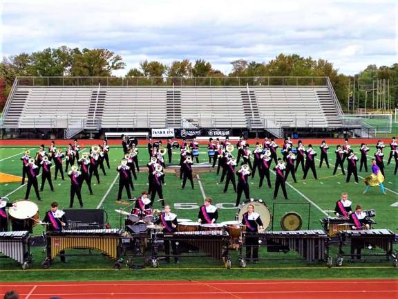 Submitted photo The Highlander Marching Band performs in the state championships at South Brunswick High School in Monmouth Junction.