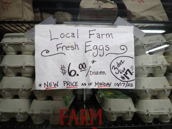 A sign alerting customers to a price increase at Freedom Hill Farm in Otisville, NY.