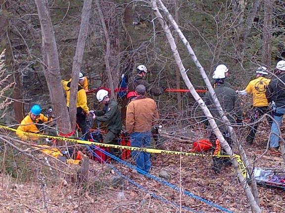The Delaware Water Gap National Recreation Area’s High Angle Rescue Team assists police with recovering the body of Gail Dews, 56, of Wayne, N.J. (Delaware Water Gap NRA)