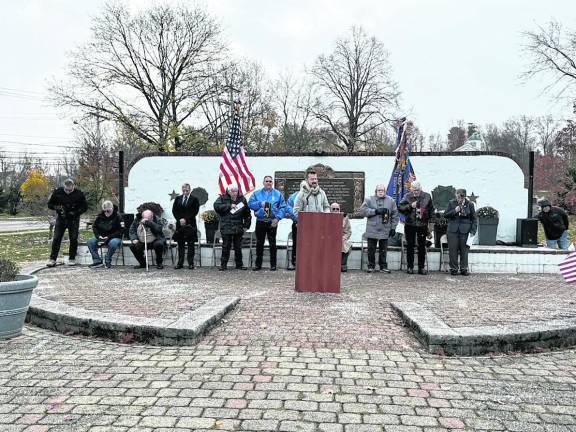 Pastor Nick Padovani of Almond Branch Church speaks at the ceremony.