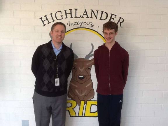 Thomas Glade, left, is seen here with West Milford High School Principal Paul Gorski. Thomas has been named a commended student in the 2017 National Merit Scholarship Program.