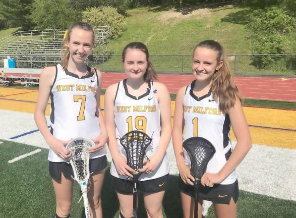 The captains of the West Milford Varsity Girls Lacrosse team are, from left to right: junior Dillen Orsino, senior Hope Callamari and junior Georgie Barrett. Provided photo.