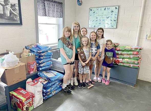 The scouts collected a variety of supplies for the West Milford Animal shelter.