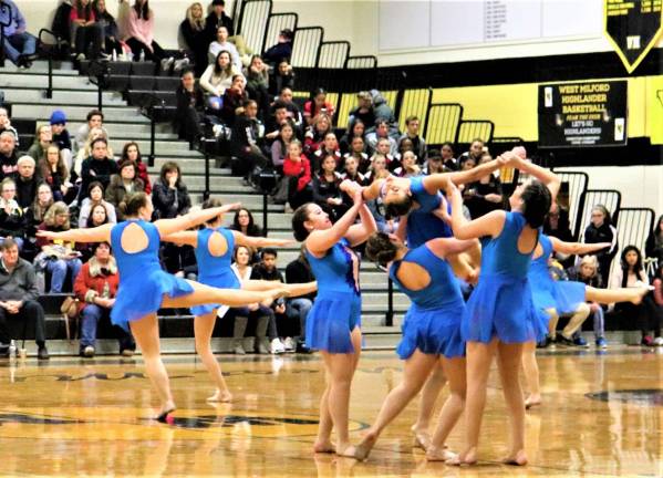 Submitted photo The West Milford Varsity Dance Team providing an exhibition performance to a full gymnasium on Jan. 13.