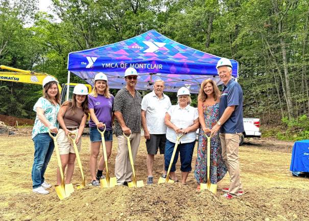 West Milford residents pose at the ground breaking July 12.