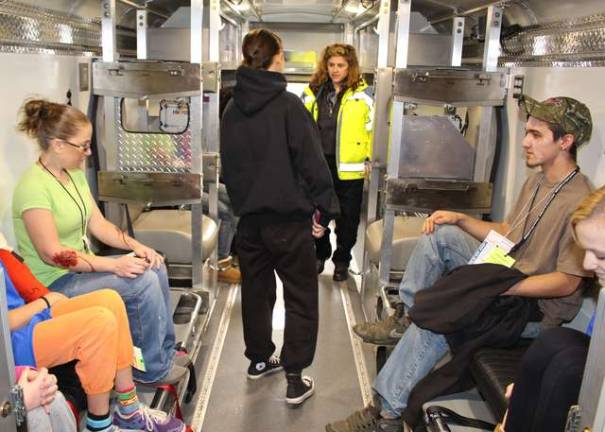 Walking-wounded aboard the Passaic County EMS Task Force vehicle.