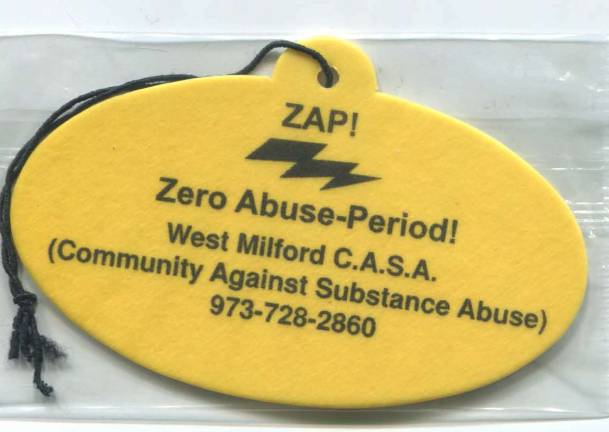 The group is giving out these air fresheners to remind everyone to ZAP out drugs.