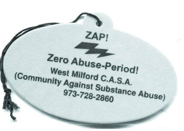 The group is giving out these air fresheners to remind everyone to ZAP out drugs.