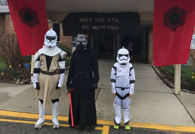Photo providedStaff and students dressed in Star Wars garb on May 4 to celebrate Star Wars Day.