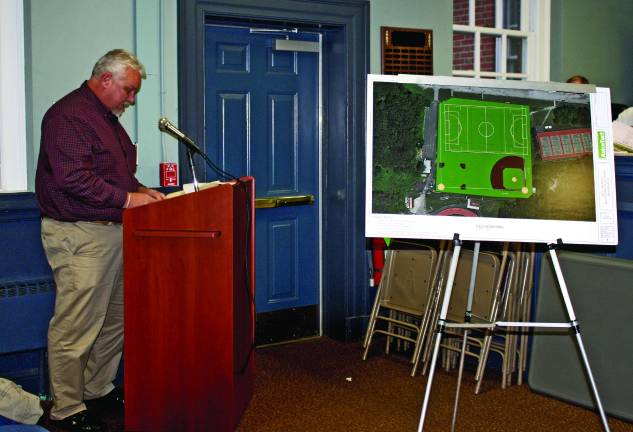 Photo by Linda Smith Hancharick Bill Hemstead presented the proposal on behalf of the Recreation Advisory Committee Wednesday night at the township council meeting.