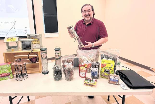 Andrew Moreno of The Backyard Birding Store gave a talk at the West Milford Library on April 28.