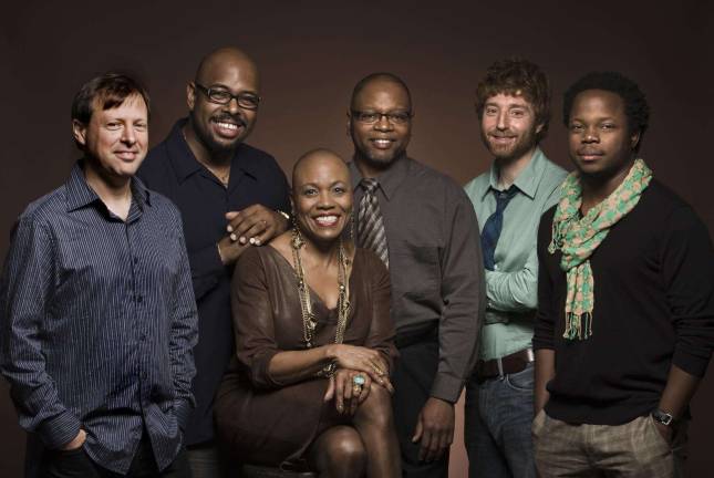 RR Jones Monterey Jazz members pictured from left: Chris Potter, Christian McBride, Dee Dee Bridgewater, Lewis Nash, Benny Green, Ambrose Akinmusire.