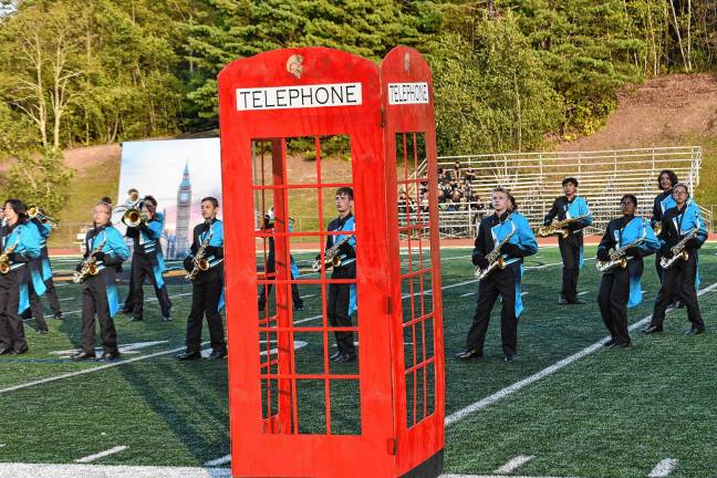 The Sparta High School marching band performs in the competition at McCormack Field.
