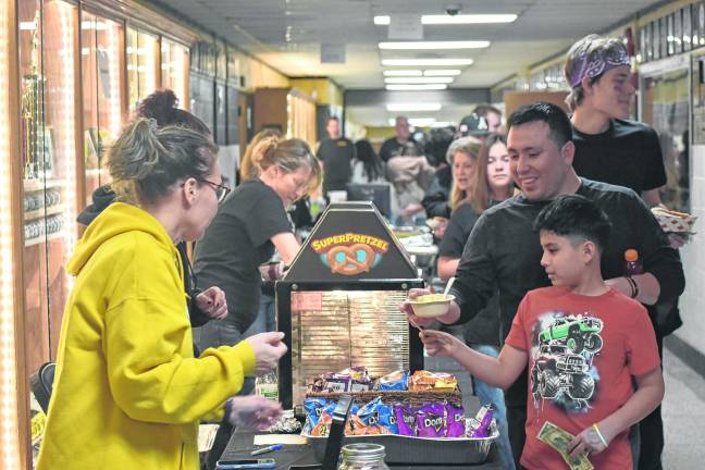 The ever-popular concession isle at the Indoor Percussion performance as organized and staffed by the Highlander Band Parents Association.