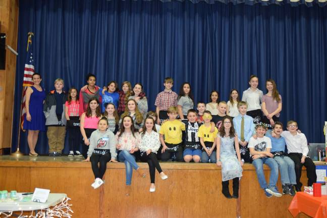 The group from Upper Greenwood Lake School that participated in the TREP$ program take a moment at the marketplace to pose for a photo.