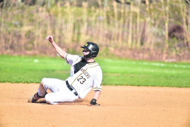 Dane Wells slides into second base