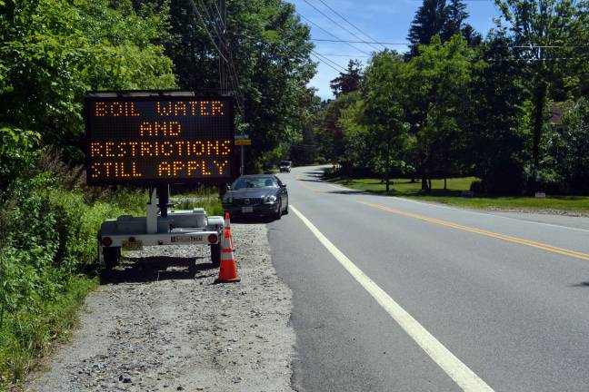 Photos by Odeya Pinkus Last week, residents of Crescent Park had this boil water notice in effect. The boil water notice has been lifted, but outside water restrictions are still in effect.