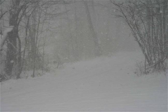 A snow squall hits West Milford Wednesday afternoon.