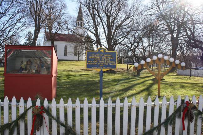 Warwick, N.Y. has a creche and a menorah in Lewis Park, a private park owned by the Warwick Historical Society.
