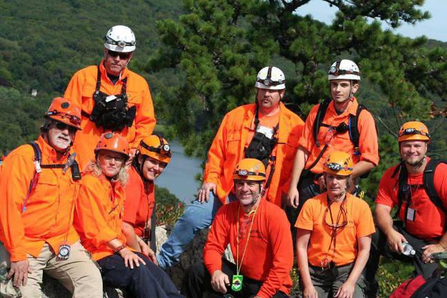 The Search and Rescue Team at the Relay is, from left back row,  Stephen Keil , Michael Joy and Max Woehle. Front row, Ken Cuneo, Katherine Cuneo, Nicole Carlo, Joe Brown, Marcia Deleeuw and Bruce Buttery.