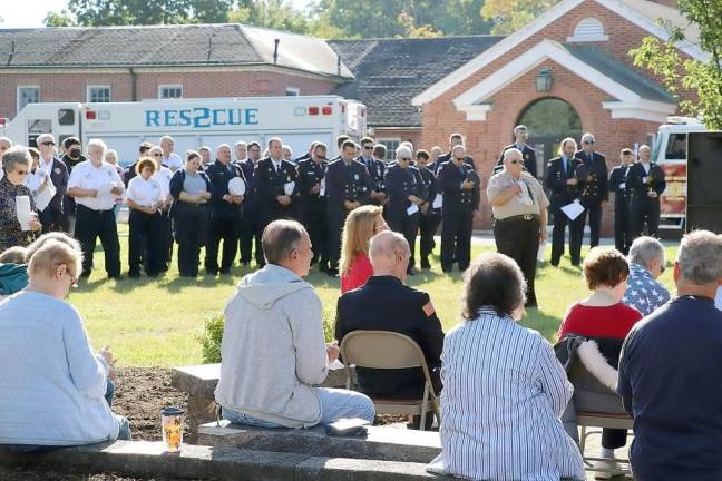 Councilman Michael Chazukow asked those at the Sept. 11 service to consider: “What does it mean to never forget.” Photo by Kitty Heuer.