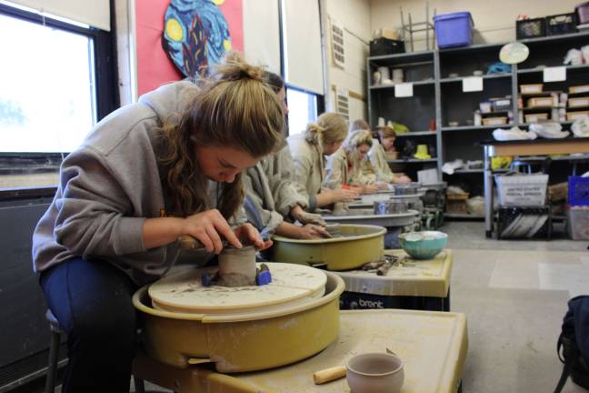 Art students at West Milford High School are seen here creating bowls for the Empty Bowls event, which is set for March 14.