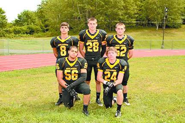 Photo courtesy of Don Dougherty Senior captains: #8 David Zeppitelli, #28 Noah Provenzano, #52 Liam Lakardis, #56 Jadrien Travieso, and #24 Tim Mickens will lead the Highlanders on the gridiron this season..